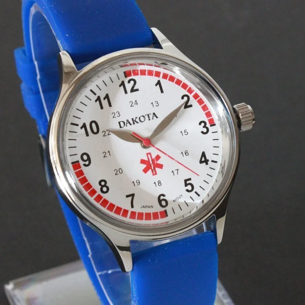 Dakota RN Quartz Nurse Watch Blue Rubber Strap Japanese Movement 35mm
